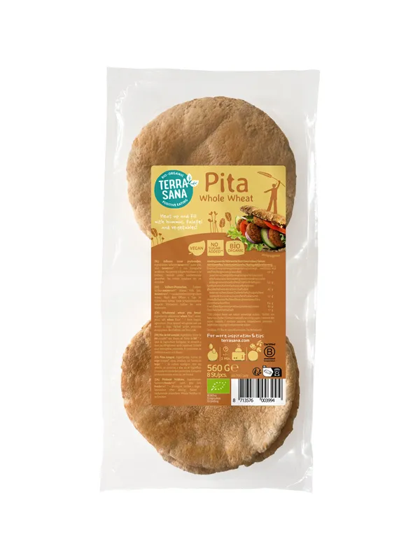 TerraSana Pitabroodjes Volkoren Bio (560 gr)