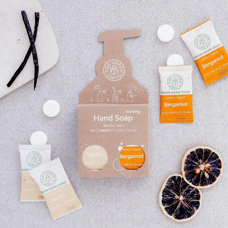 Thegreen Lab Co Handzeep navul set bergamot & v anille (4 stuks)