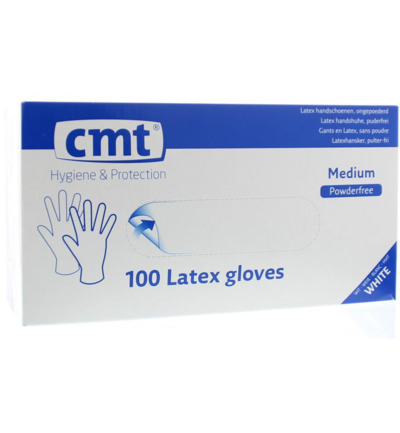 cmt Onderzoekshandschoen latex naturel poedervrij M (100 stuks)
