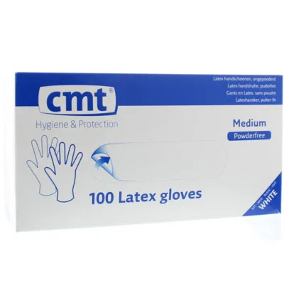 cmt Onderzoekshandschoen latex naturel poedervrij M (100 stuks)