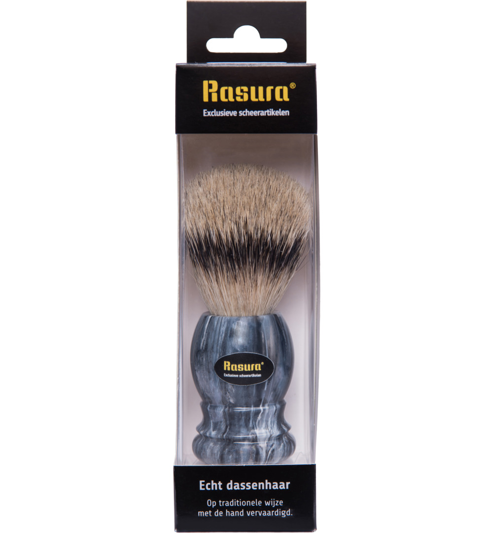 Rasura Scheerkwast silverspits marmer/grijs (1 stuk)