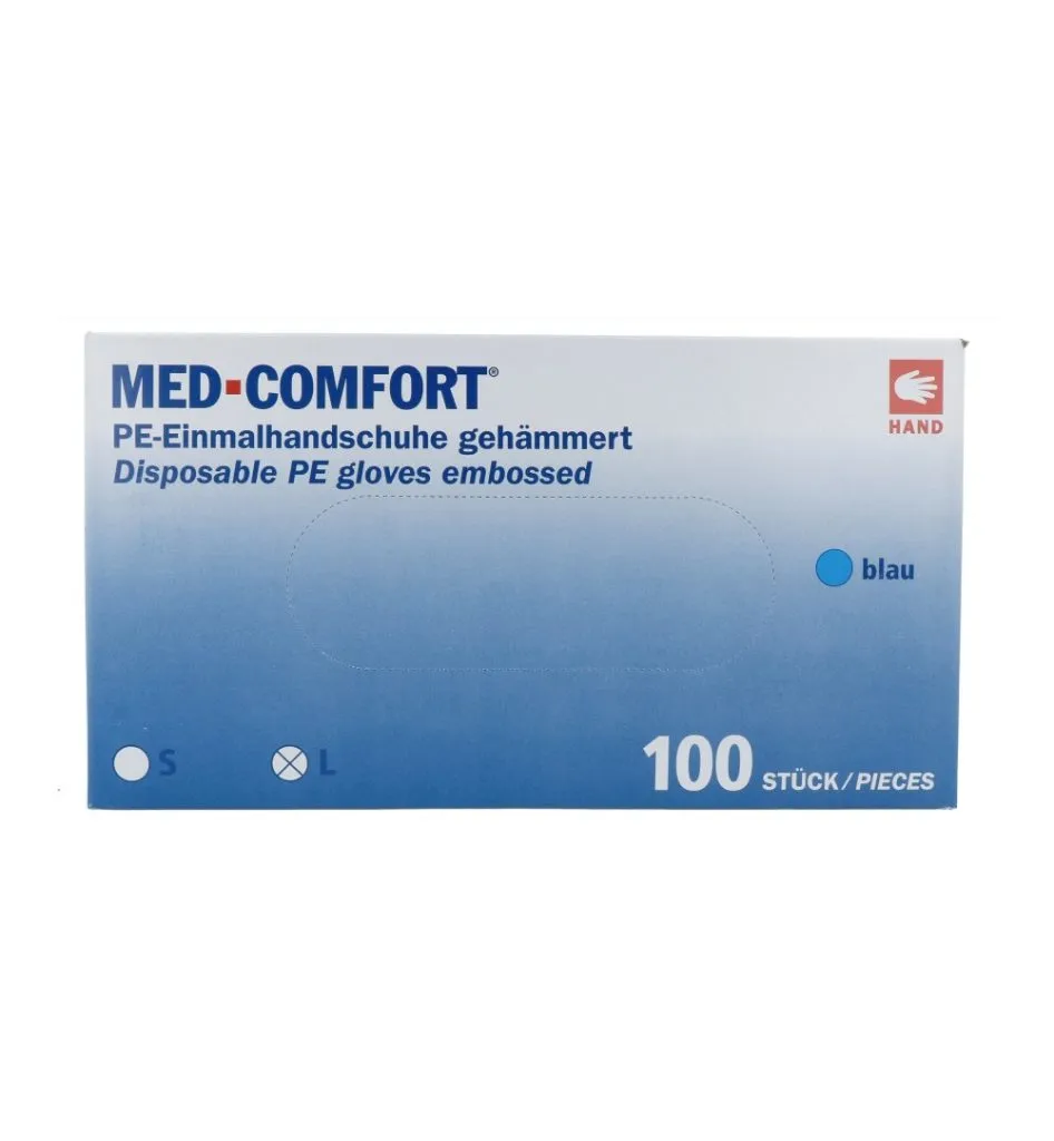 Med Comfort Handschoen PE geruwd blauw (100 stuks)