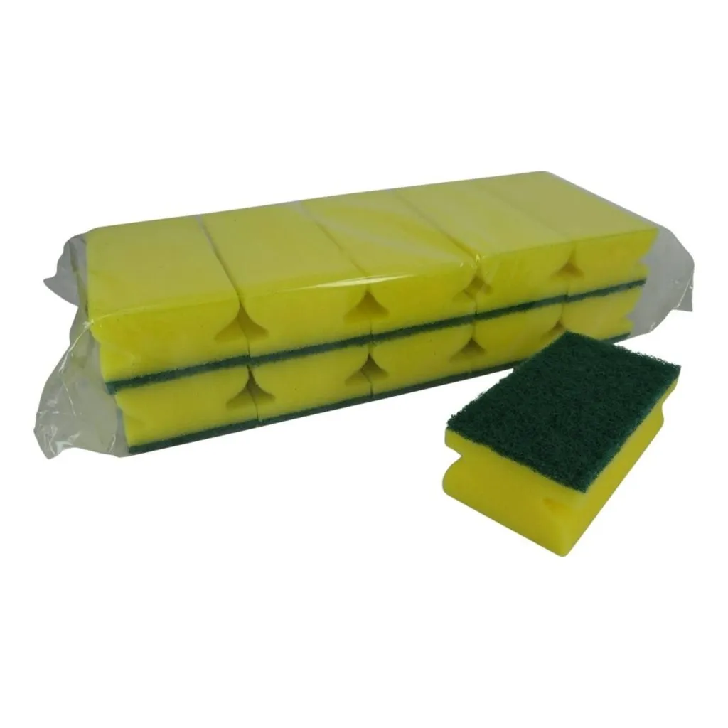 Multy Schuursponsjes Krasvrij Easy Grip 10-Pack Geel/Groen (10 stuks)