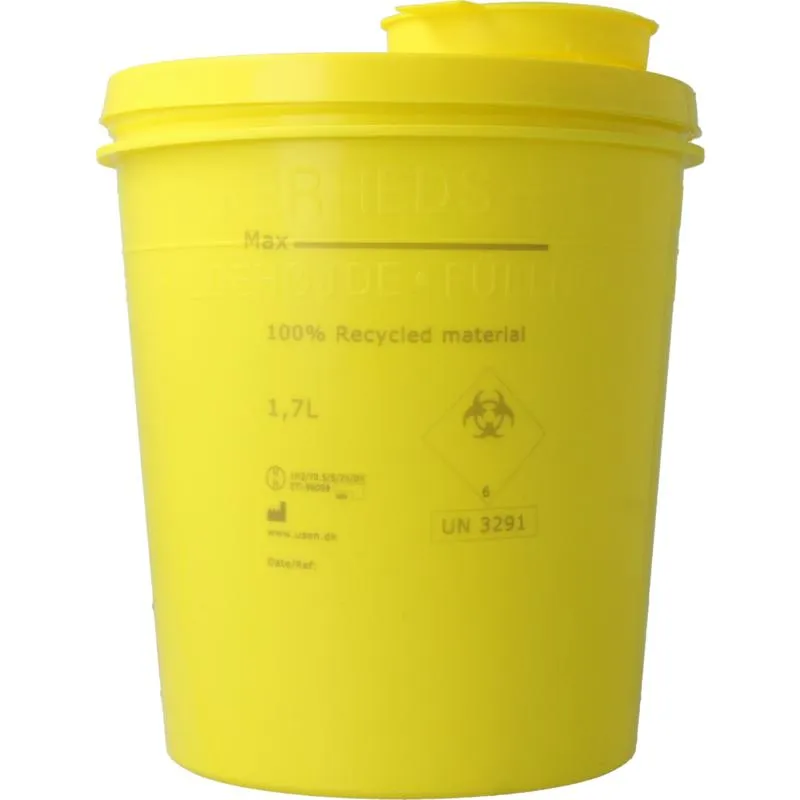 Uson Plast Naaldencontainer 1.7 Liter Geel Gerecycled Plastic (1 stuk)