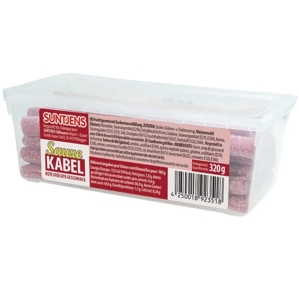 Suntjens Zure Kabel met Rode Vruchtensmaak (320 gr)
