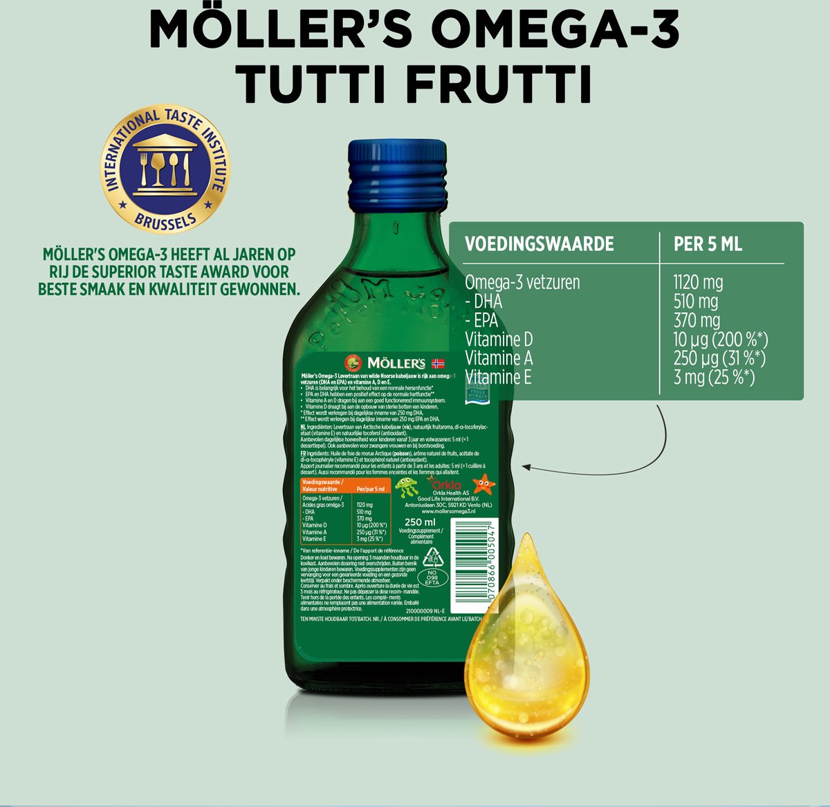 6x Mollers Omega-3 Levertraan Tutti Frutti (250 ml) - image 2