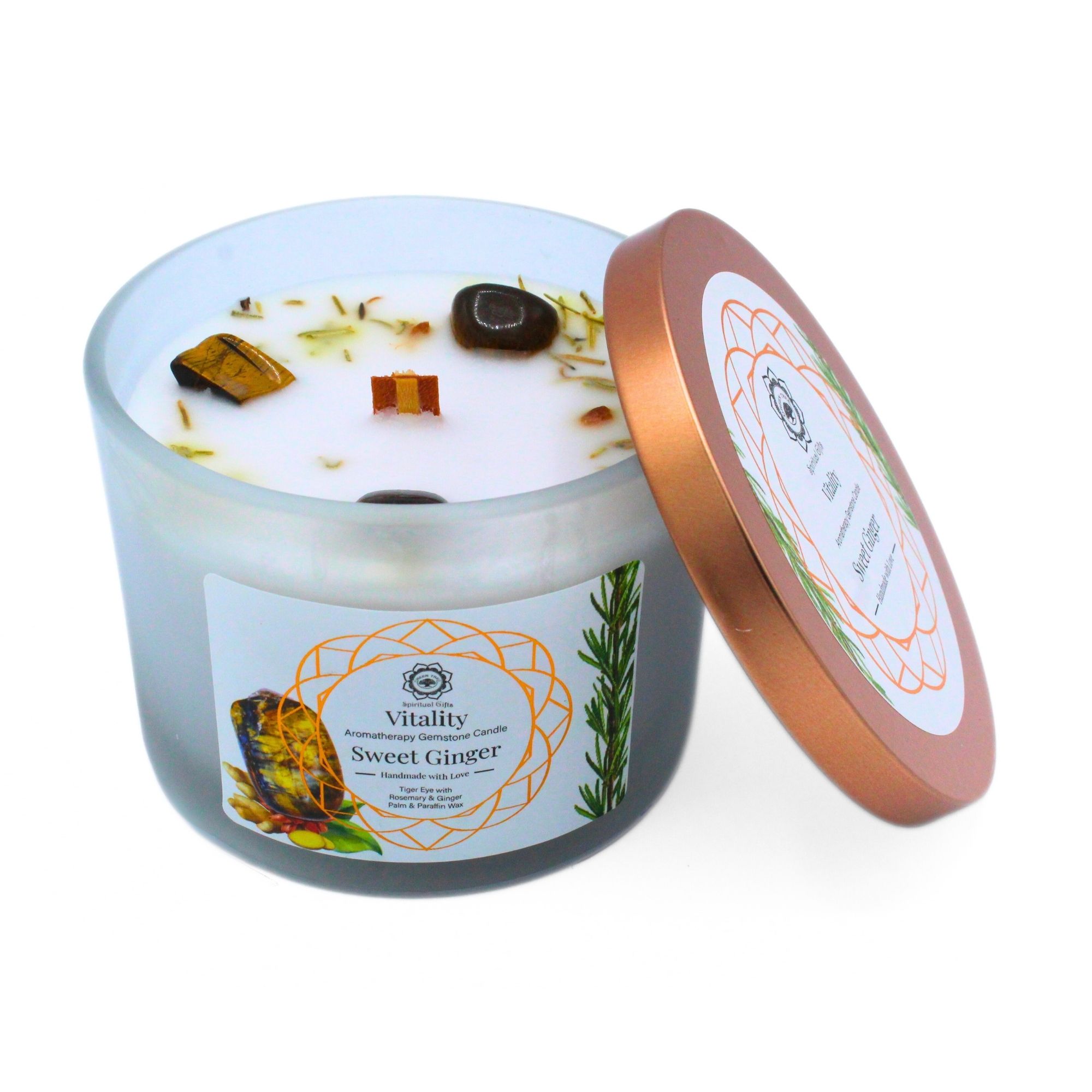 Green Tree Gemstone Candle Vitality Sweet Ginger (256 gr)
