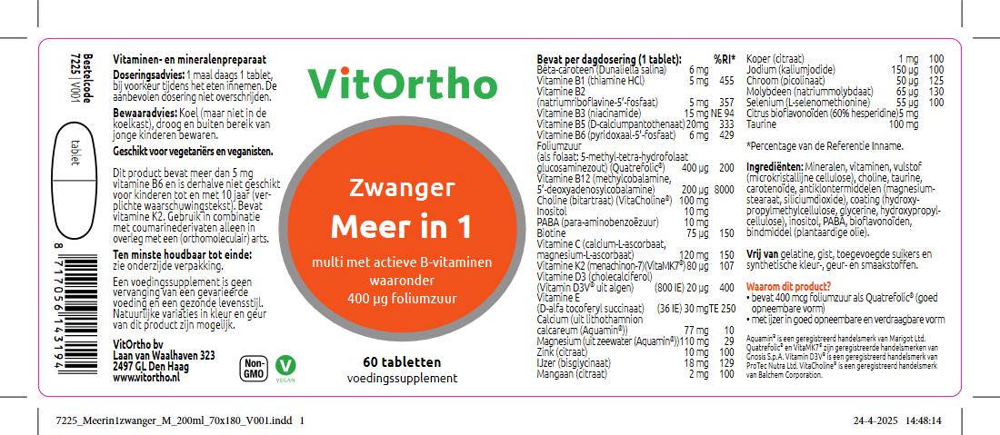 VitOrtho Meer in 1 Zwanger (60 tabletten)
