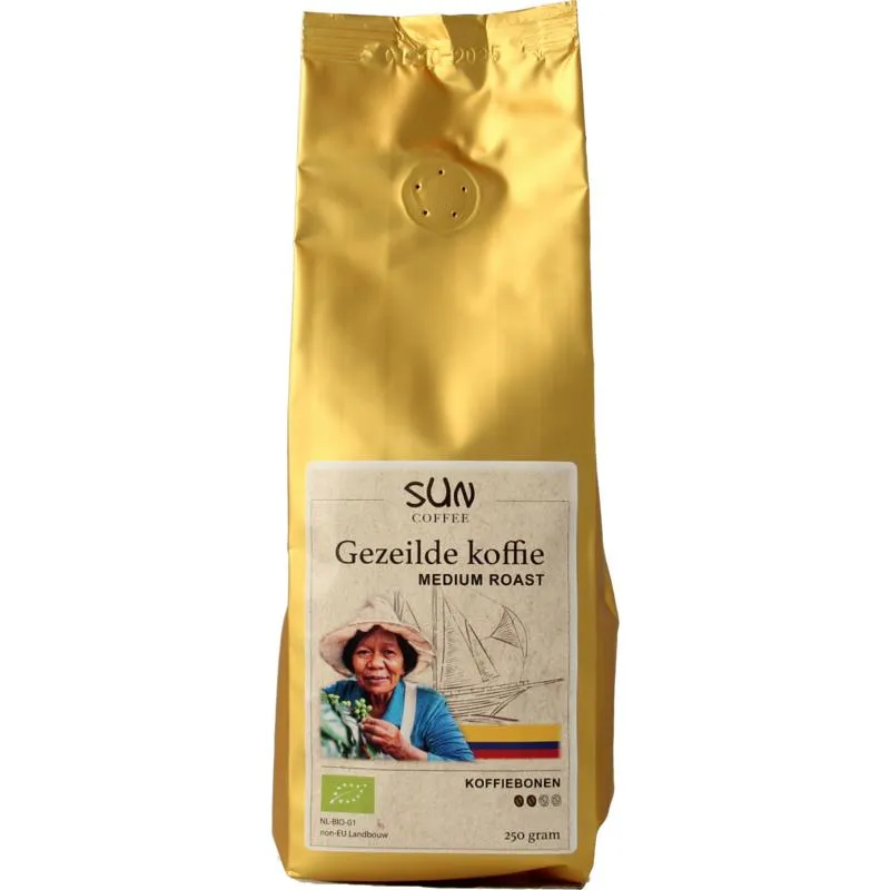 Sun Coffee Gezeilde Koffiebonen Medium Roast Bio (250 gr)