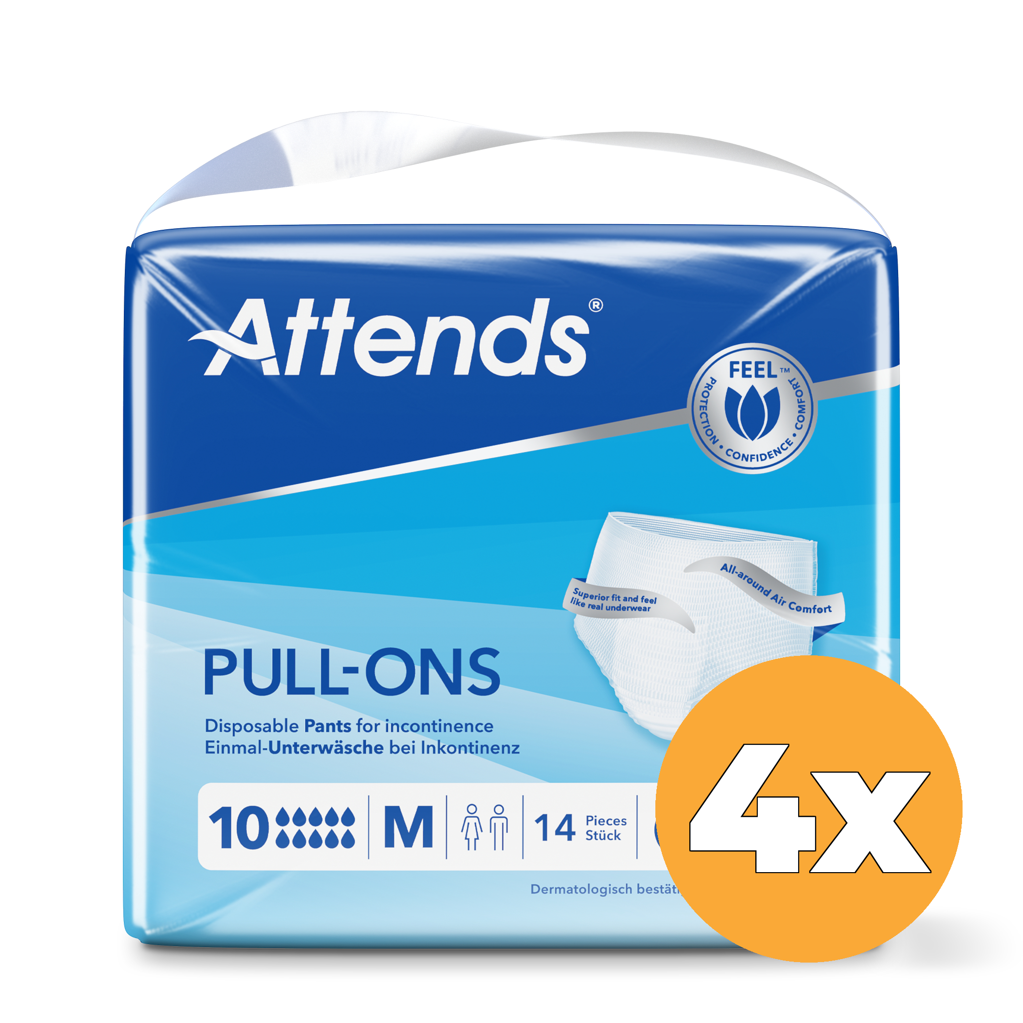 4x Attends Pull-Ons 10 Maat M (14 stuks)