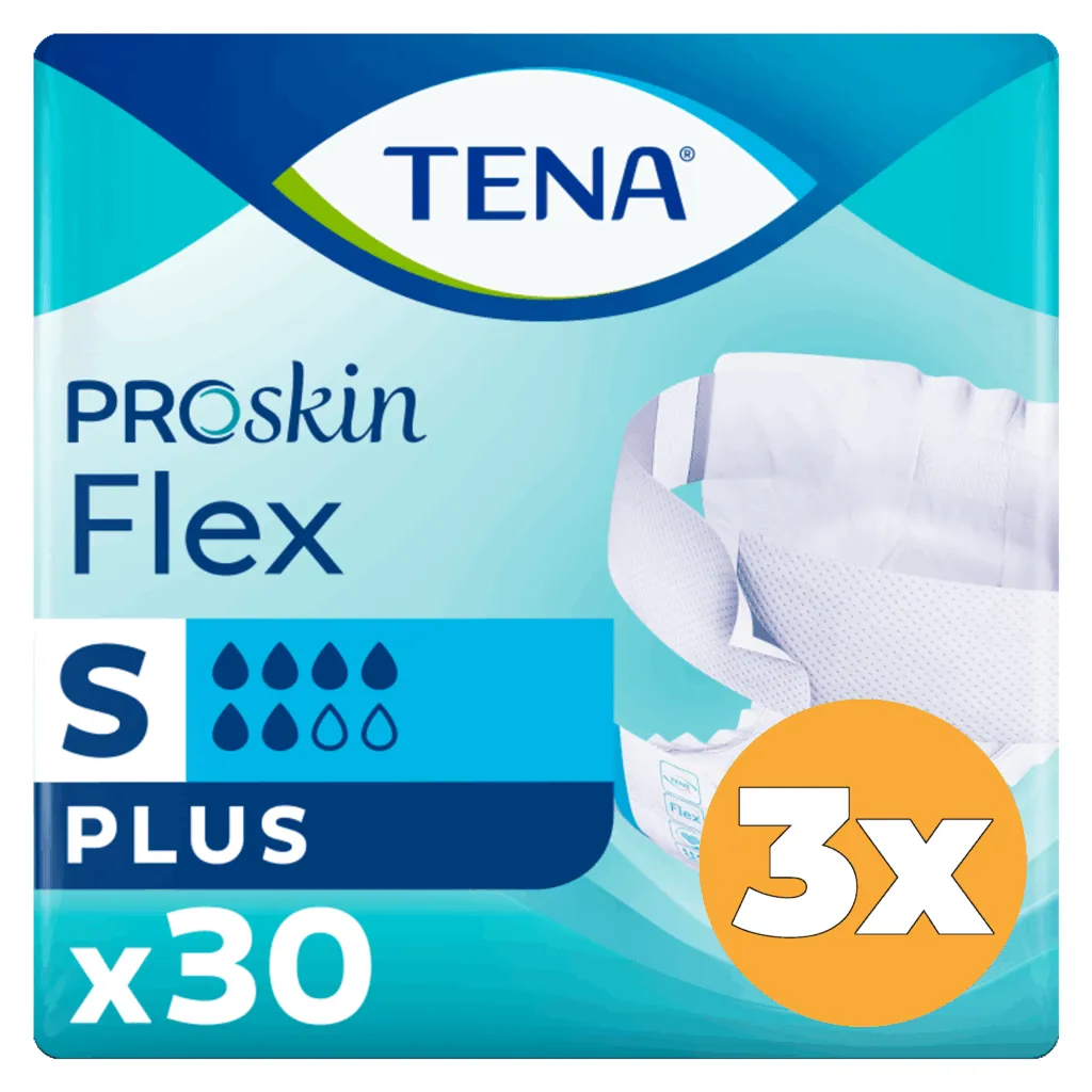 3x Tena Flex Plus Proskin Small (30 stuks)