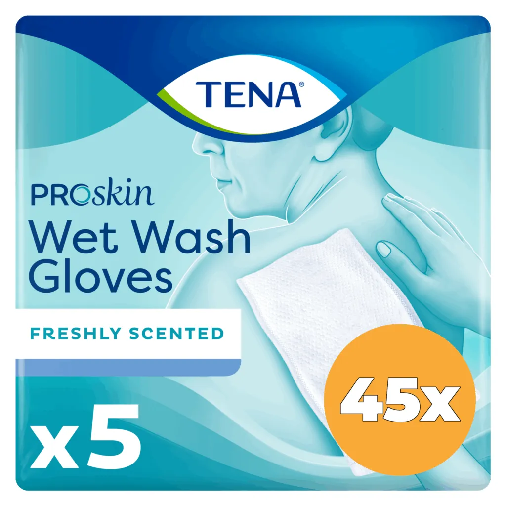 45x Tena Wet wash glove freshly (5 stuks)