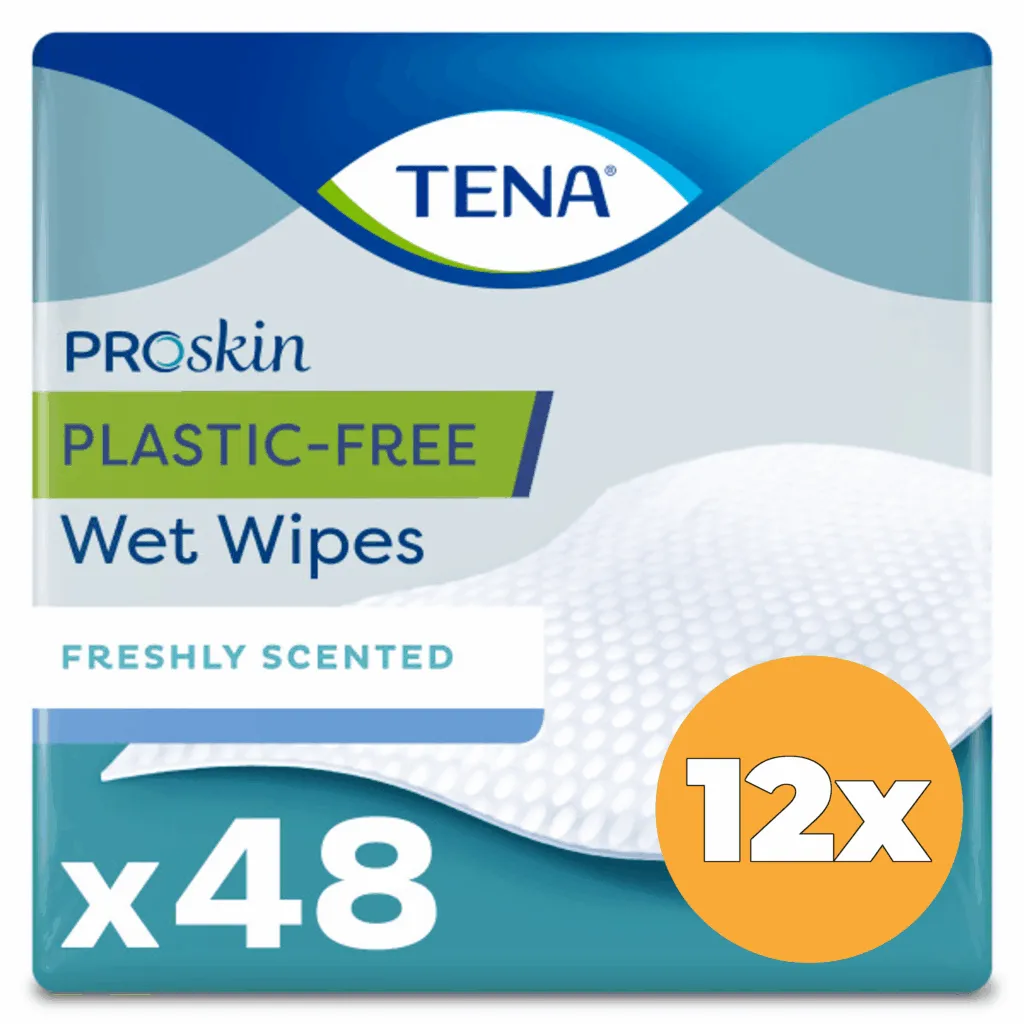 12x Tena Wet Wipes Plastic Free (48 stuks)