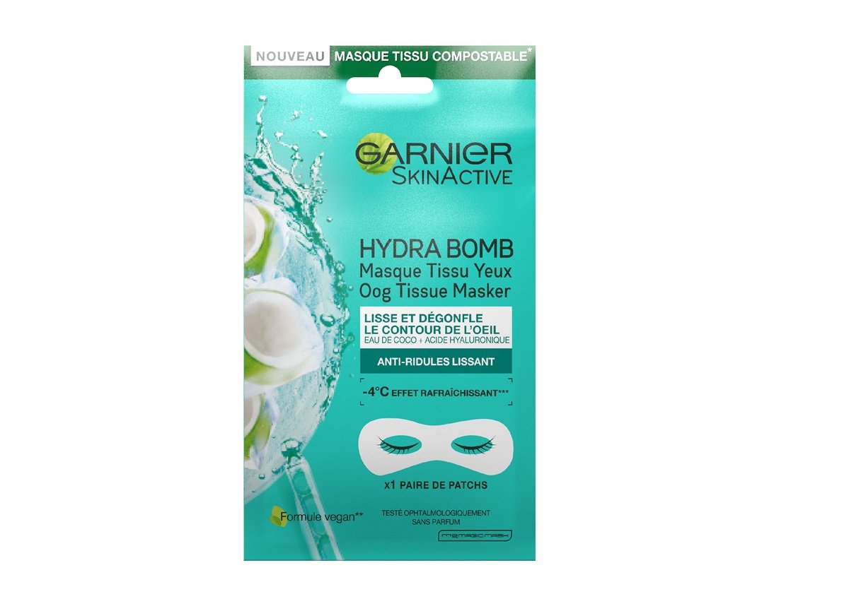 Garnier Skinactive Masker Sheet Oog Hydra Bomb Kokos (1 stuk)