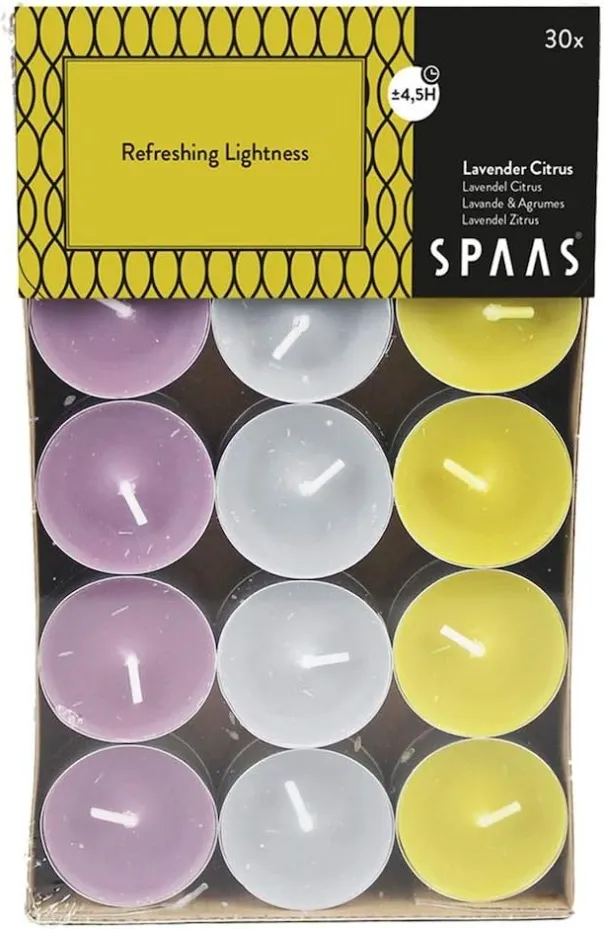 Spaas Theelichtjes Lavendel Citrus (30 stuks)