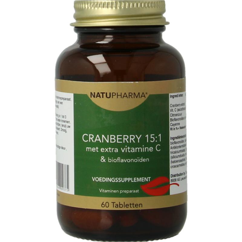 Natupharma Cranberry 15:1 Met Vitamine C & Bioflavonoiden (60 tabletten)