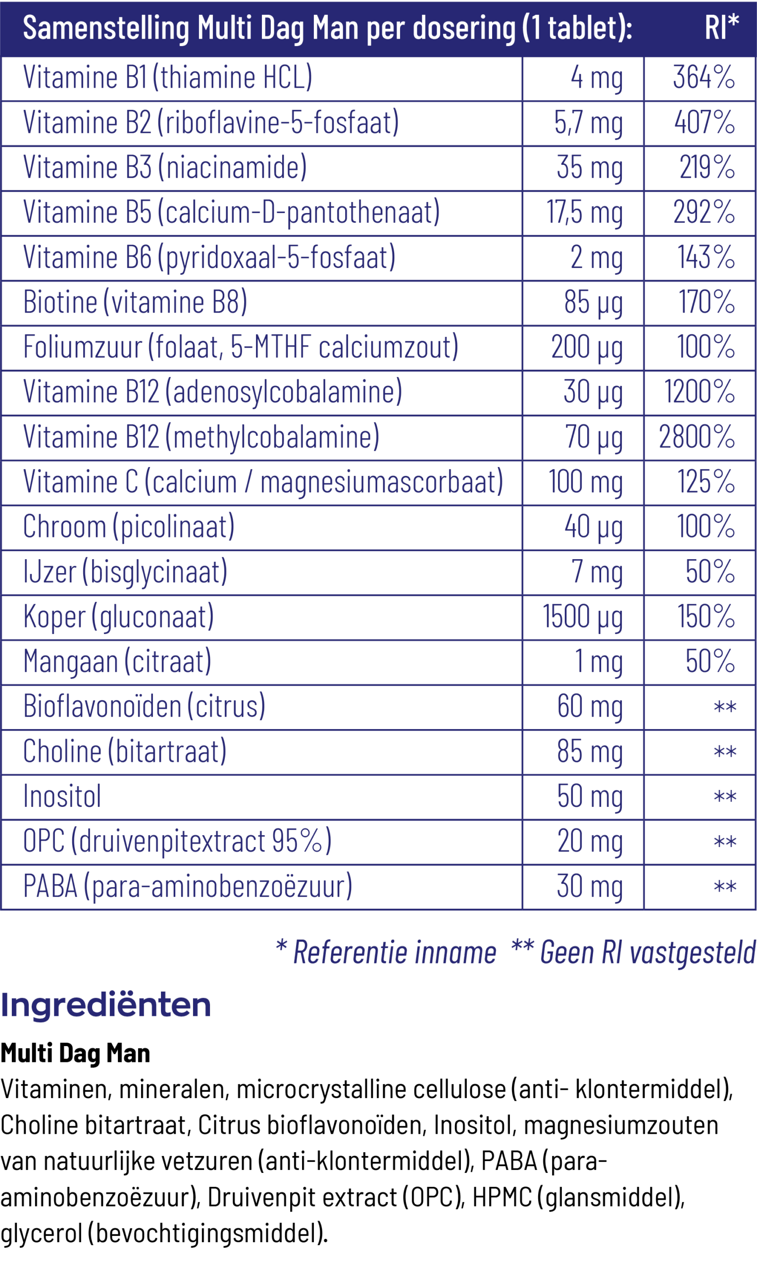 Vitakruid Multi Dag & Nacht Man 100% Vegan (2 X 90 tabletten)