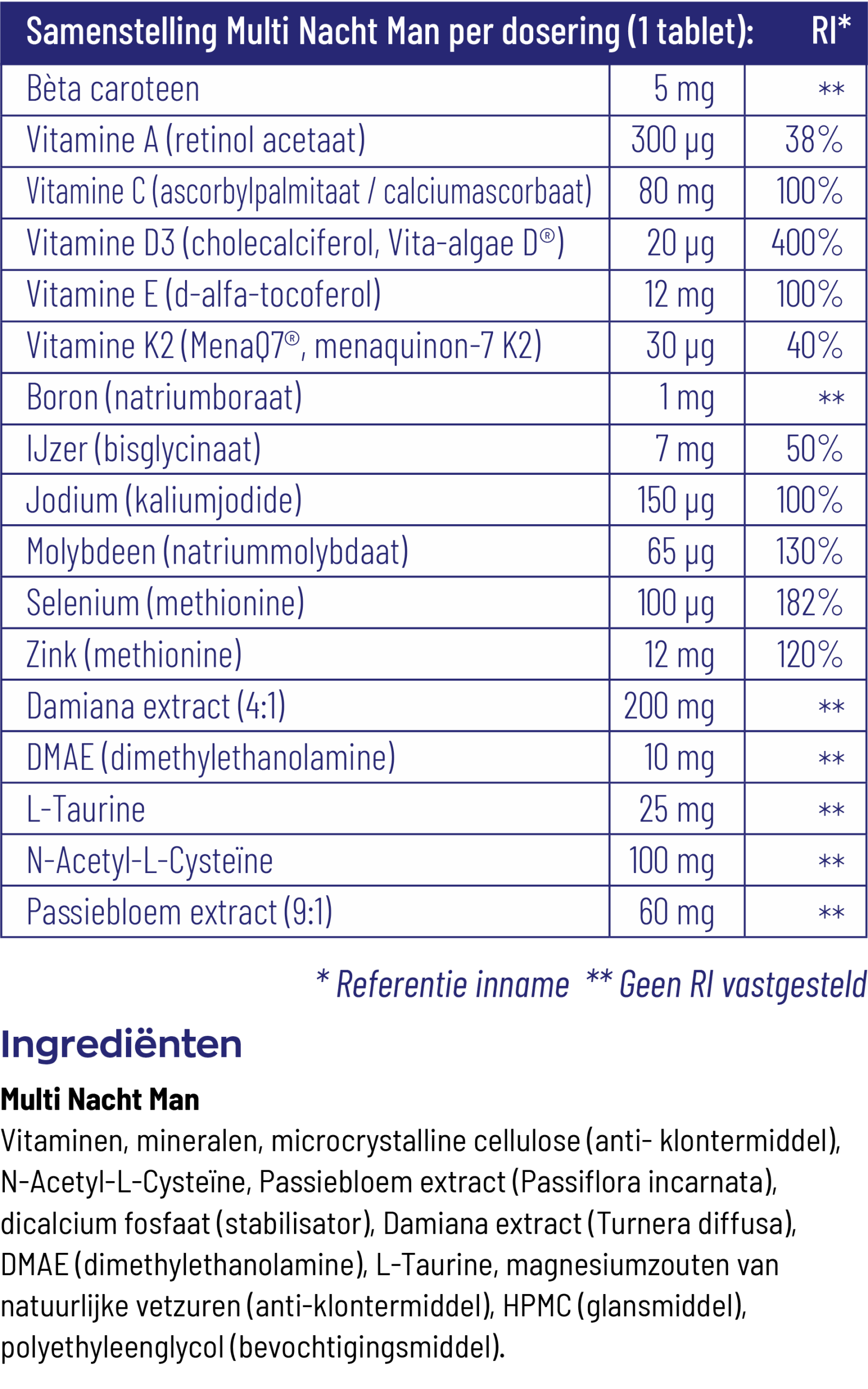 Vitakruid Multi Dag & Nacht Man 100% Vegan (2 X 30 tabletten) - image 2