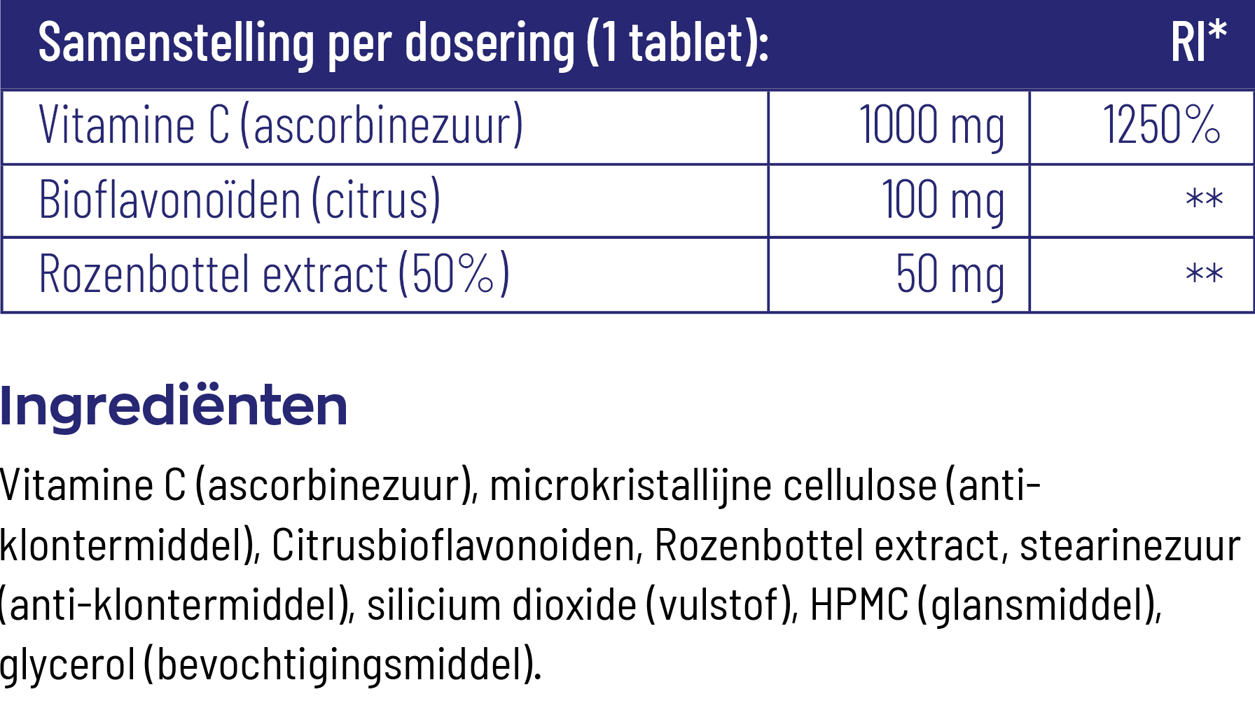 Vitakruid Vitamine C 1000 Met Bioflavonoïden & Rozenbottel (180 tabletten) - image 3