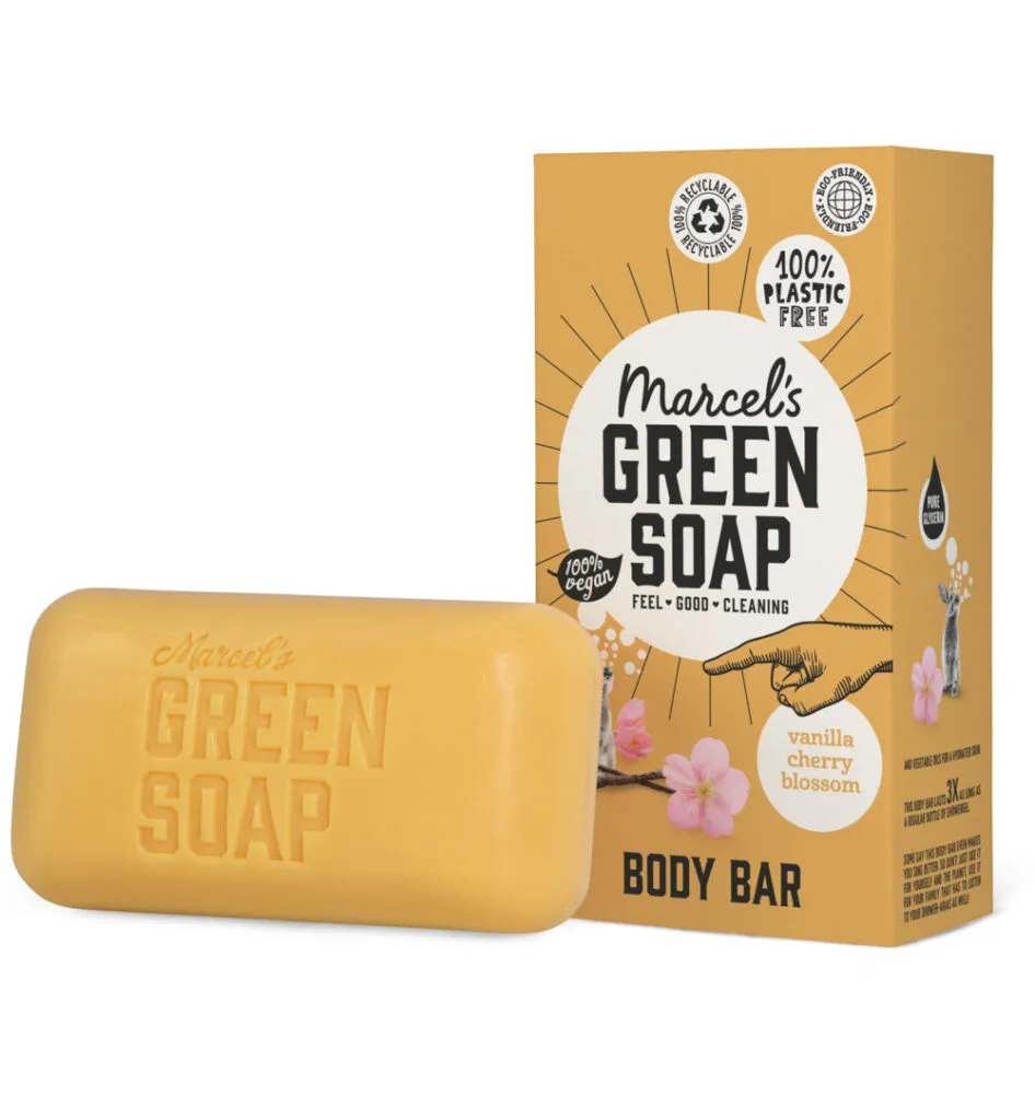 Marcel's Green Soap Shower bar vanilla & cherry (150 gr)