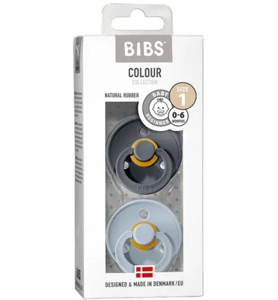 Bibs Fopspeen maat 1 - iron/baby blue 2pack (2 stuks)