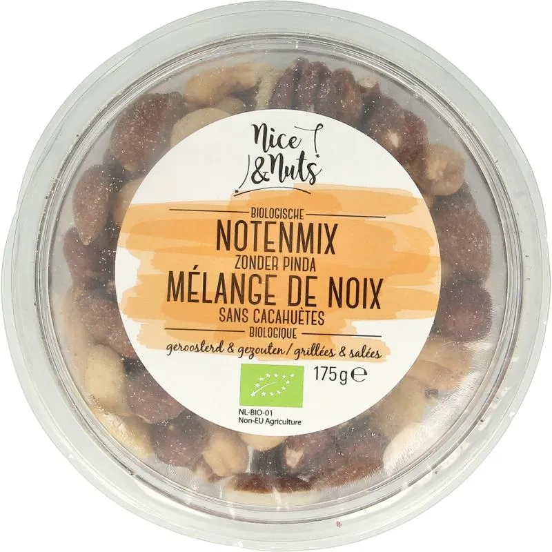 Nice & Nuts Notenmix Zonder Pinda Met Zeez Out Geroosterd Bio (175 gr)