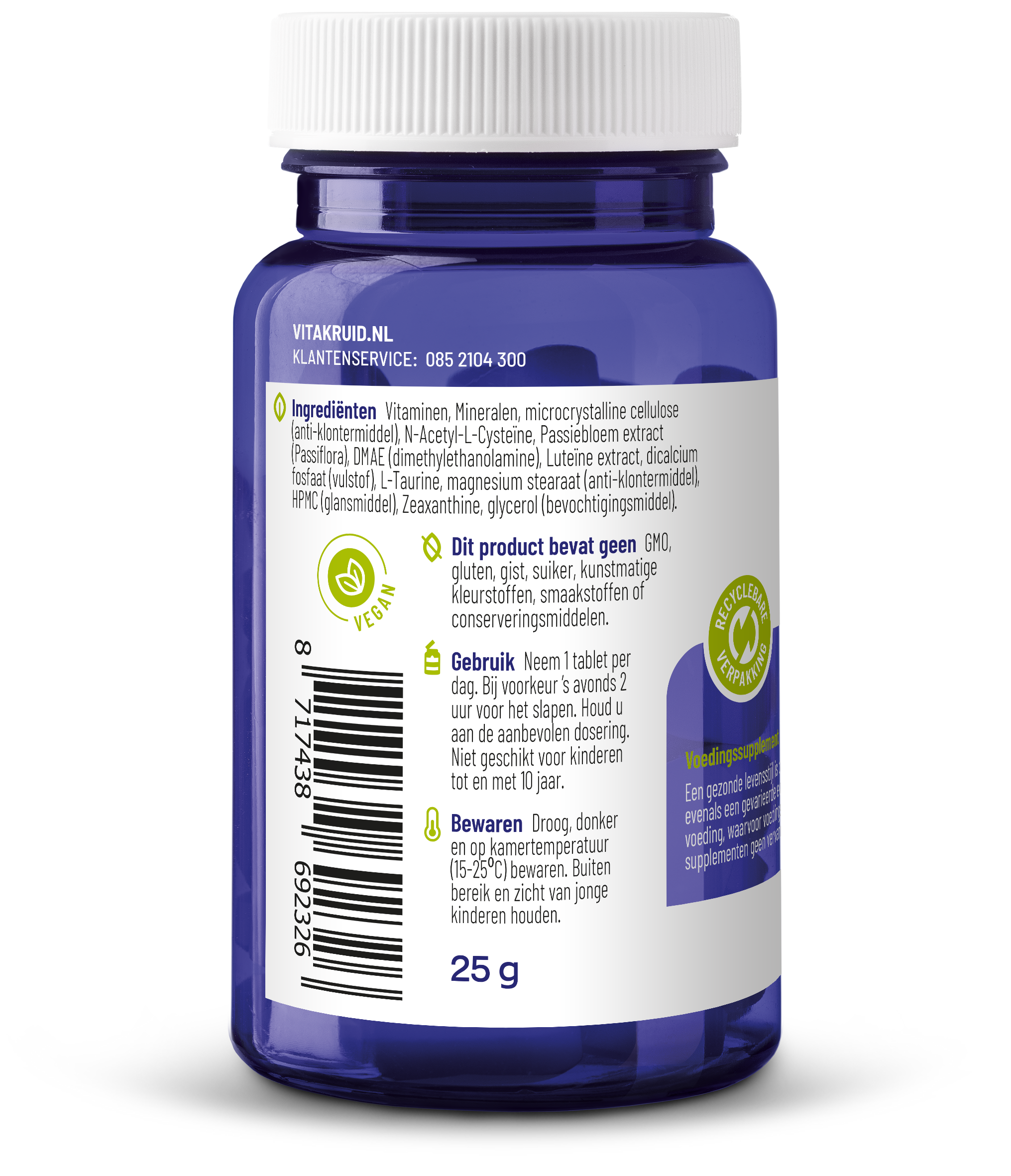Vitakruid Multi Nacht Man 50+ 100% Vegan (30 tabletten)
