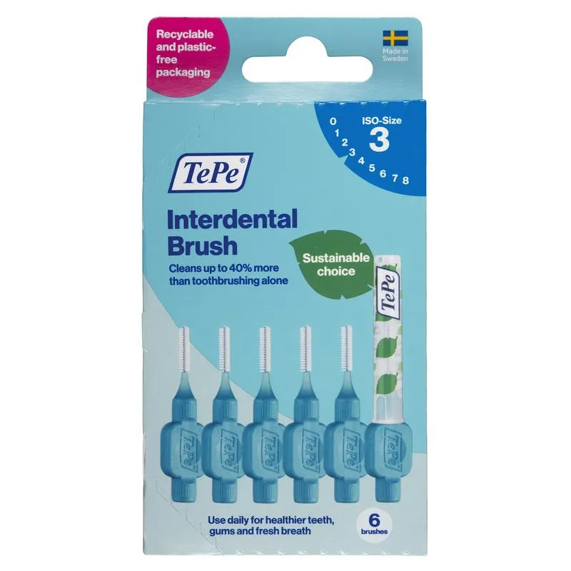 TePe Interdentale ragers original b lauw 0,6mm maat 3 (6 stuks)