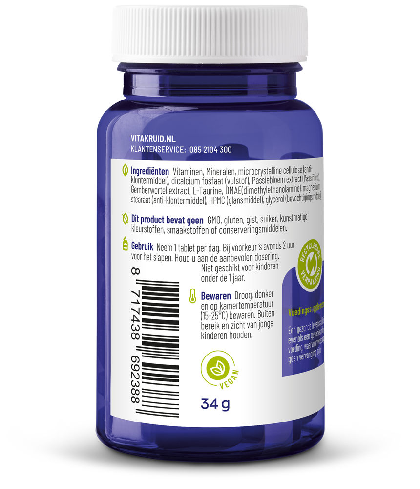 Vitakruid Multi Nacht Man Sport 100% Vegan (30 tabletten)