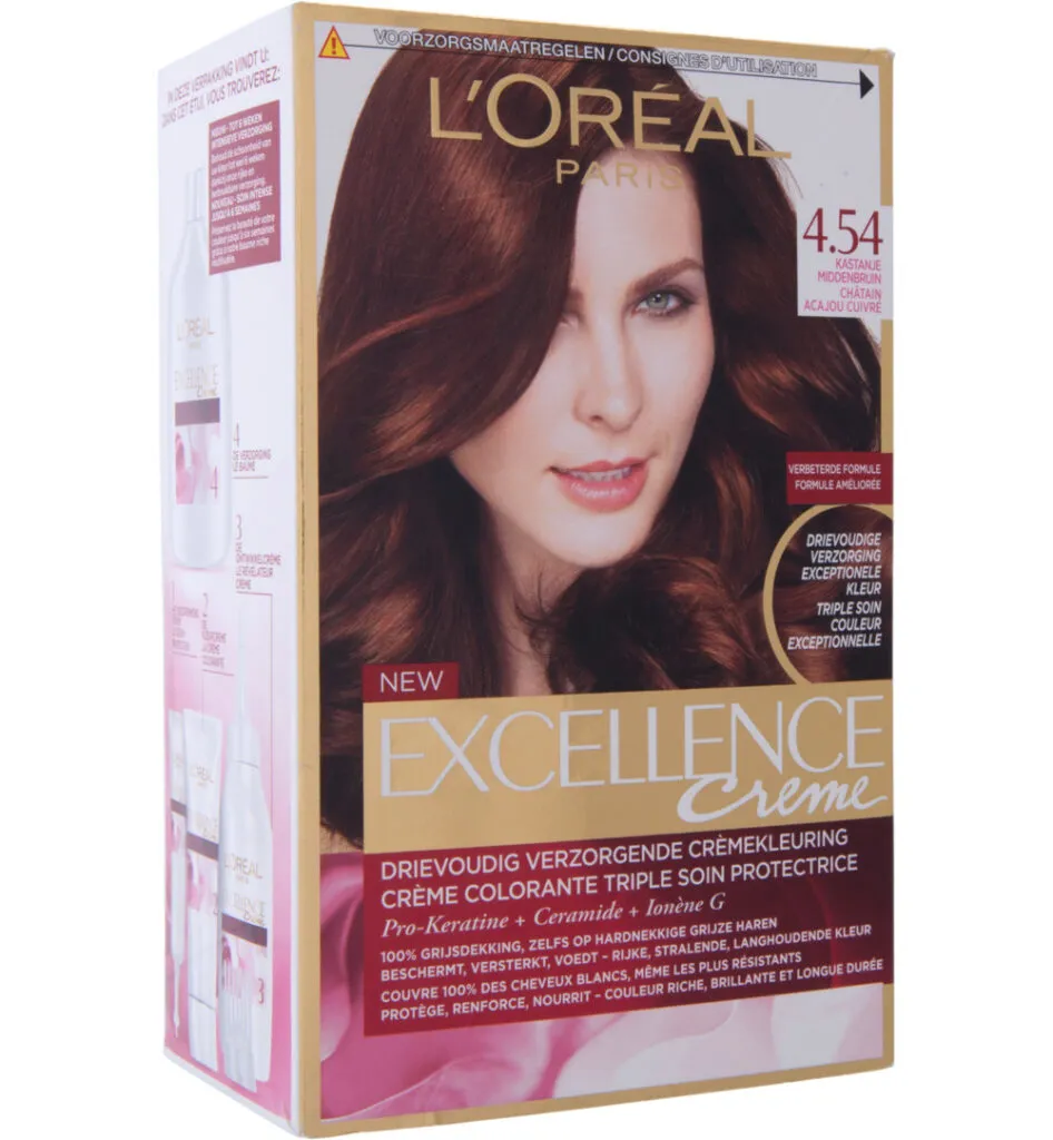 L'Oréal Excellence 4.54 Kastanje Middenbruin (1 set)