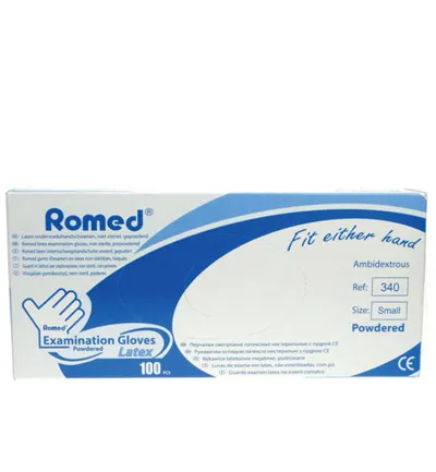 Romed Latex handschoen niet steriel gepoederd S (100 stuks)