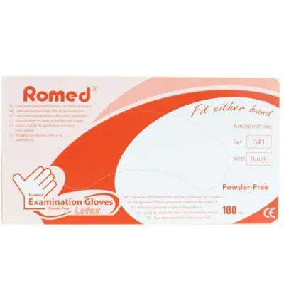Romed Latex handschoen niet steriel poedervrij S (100 stuks)