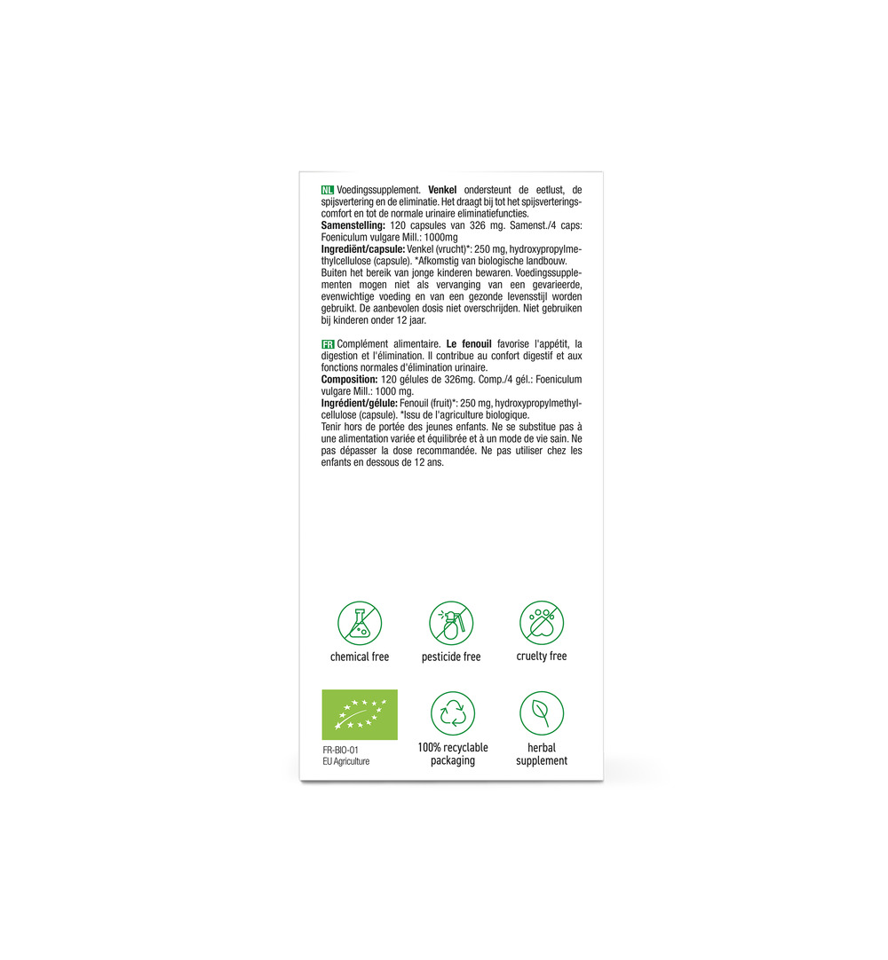 Purasana Venkel/Fenouil Vegan Bio (120 vega capsules) - image 2