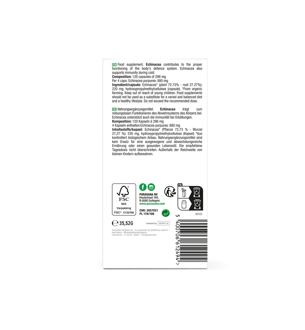 Purasana Echinacea Vegan Bio (120 vega capsules) - image 3