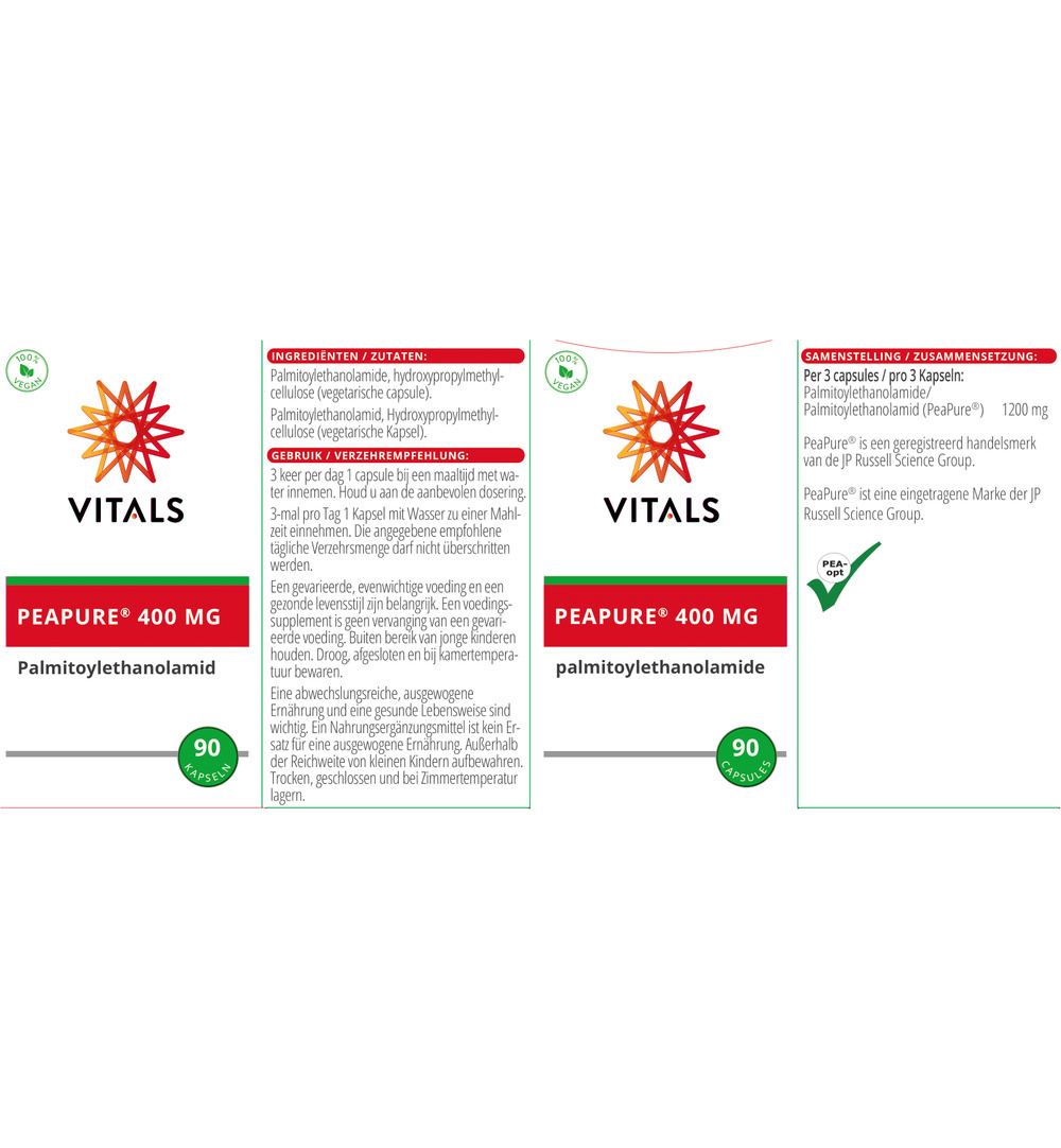 Vitals Peapure 400 Mg Palmitoylethanolamide (90 vega capsules) - image 3