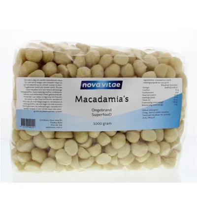 Nova Vitae Macadamia Ongebrand Raw (1000 gr)