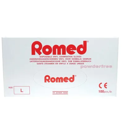Romed Vinyl handschoen niet steriel poedervrij L (100 stuks)
