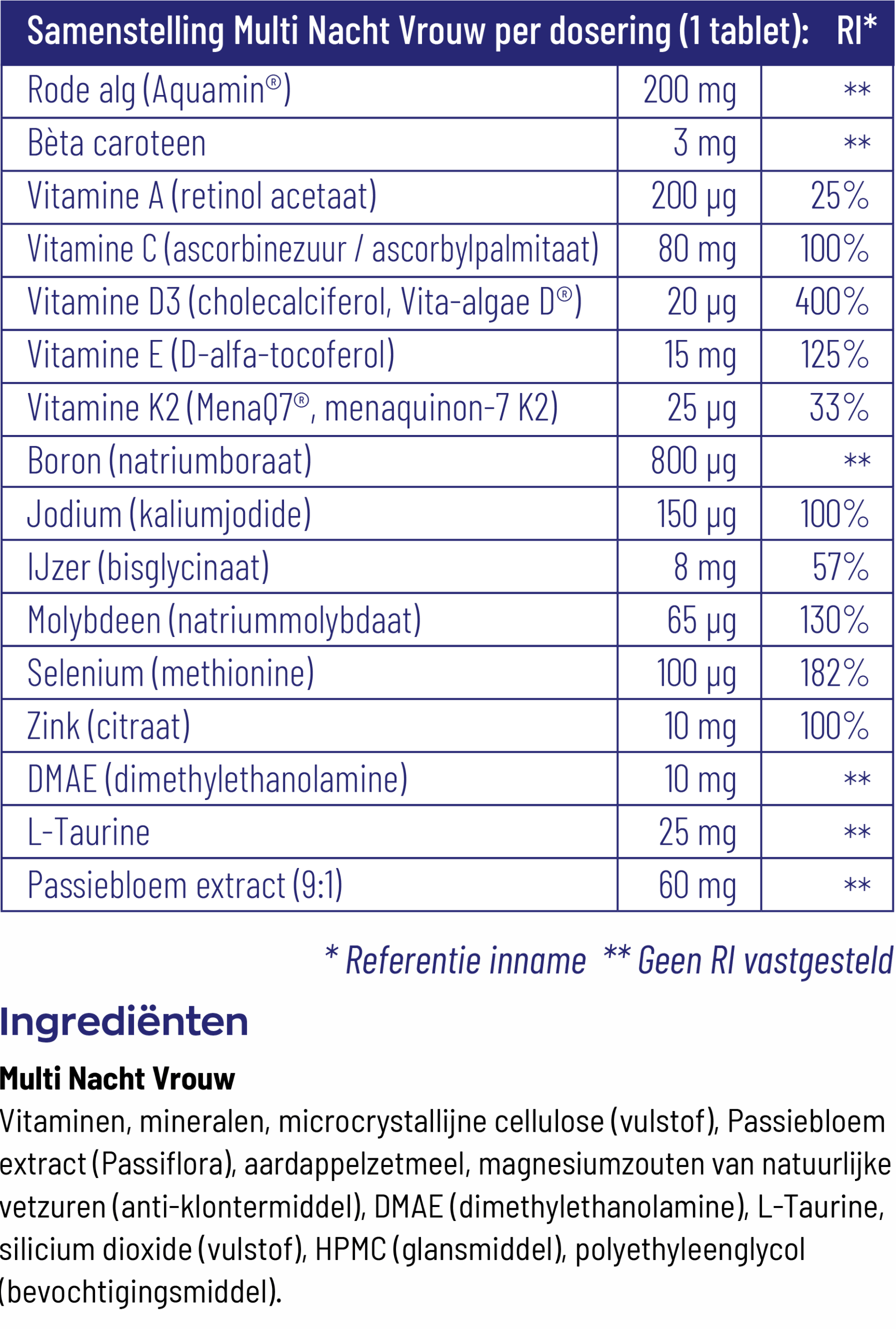Vitakruid Multi Dag & Nacht Vrouw 100% Vegan (2 X 30 tabletten) - image 2