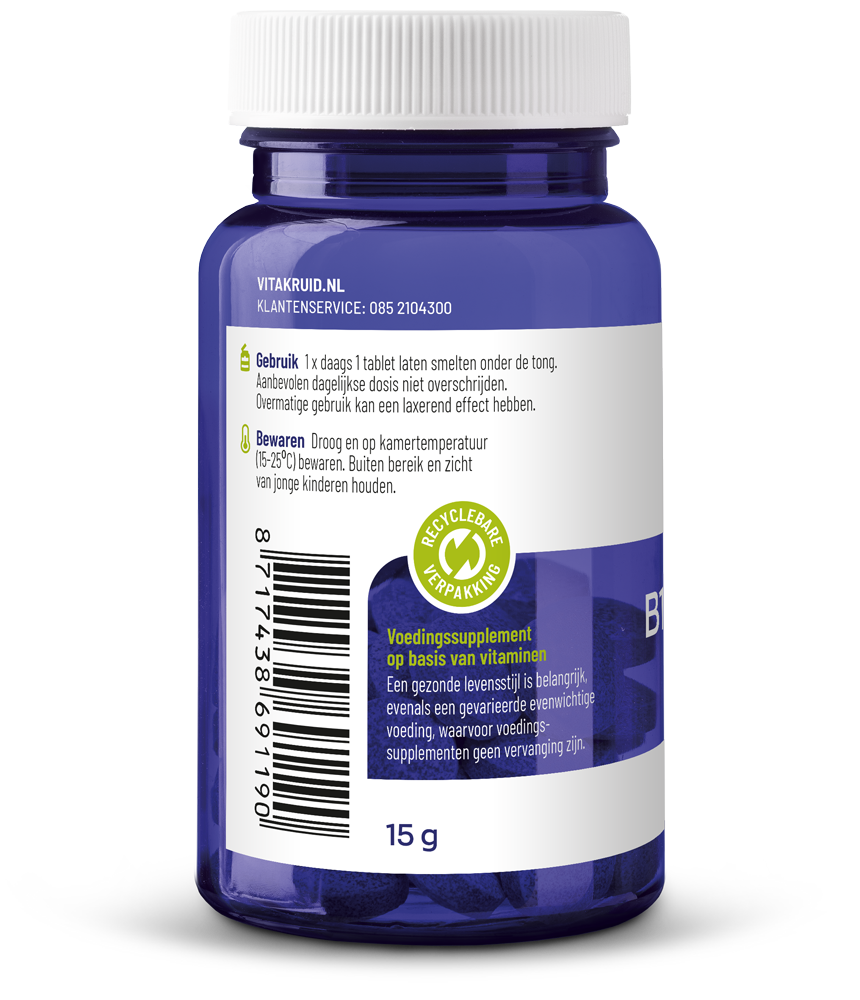 Vitakruid B12 Combi 10.000® Met Actief Folaat Vitamine (60 smelttabletten)