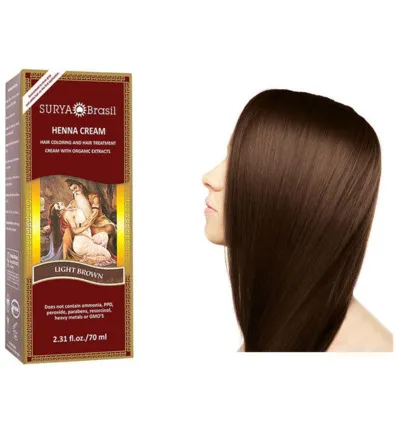 Surya Brasil Henna Haarverf Creme Licht Bruin (70 ml)