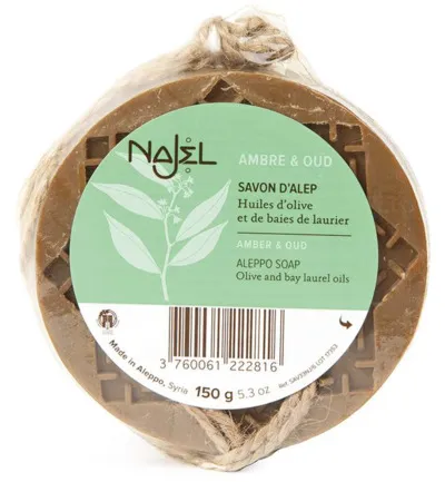 Najel Aleppo zeep amber oud aroma aan koord (150 gr)