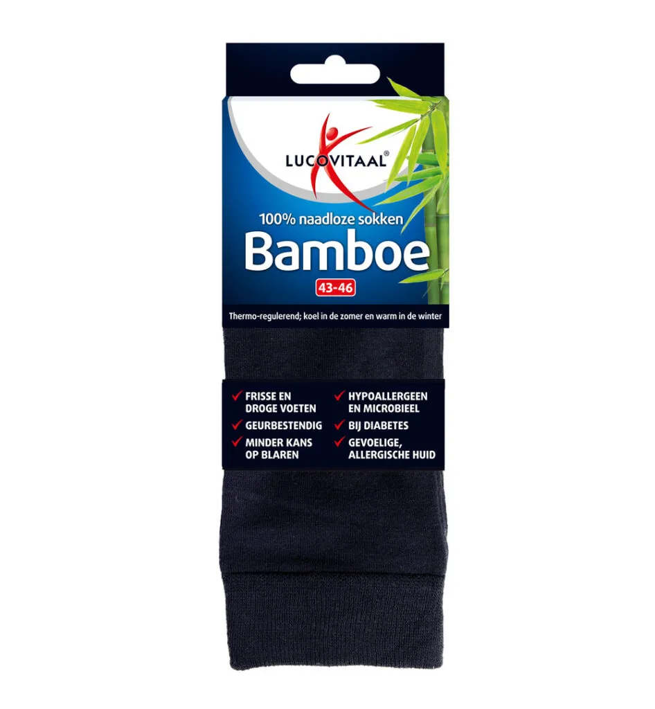 Lucovitaal Bamboe Lange Sokken Blauw 43-46 (1 paar)