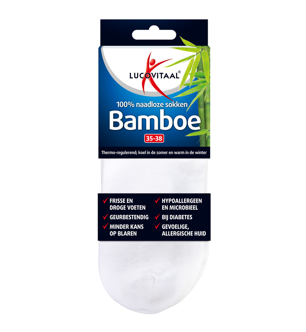 Lucovitaal Bamboe Enkelsokken Wit 35-38 (1 paar)