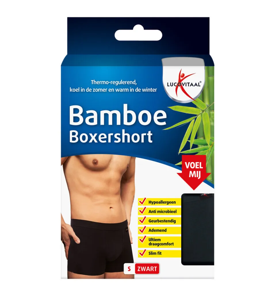 Lucovitaal Bamboe Boxershort S Zwart (1 stuk