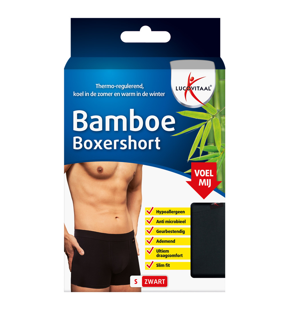 Lucovitaal Bamboe Boxershort S Zwart (1 stuk