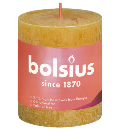 Bolsius Rustiekkaars Shine 80/68 Honeycomb Yellow (1 stuk)