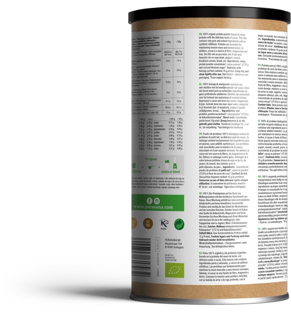 Purasana Whey proteine - cacao bio (400 gr)