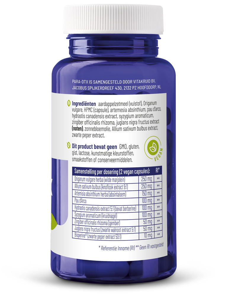 Vitakruid Para Dtx Kruidenformule Oa Oregano & Knoflook (60 vega capsules) - image 2