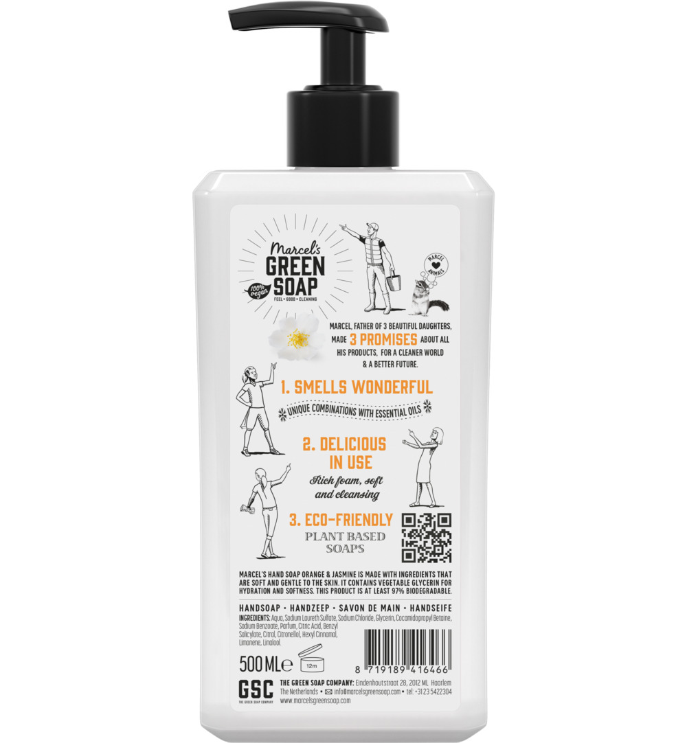 Marcel's Green Soap Handzeep sinaasappel & jasmijn (500 ml)