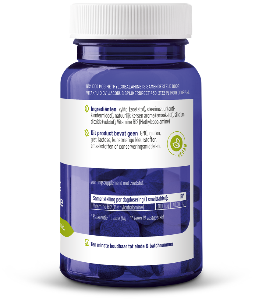 Vitakruid B12 1000 Mcg Actief Methylcobalamine Vitamine (90 stuks) - image 2